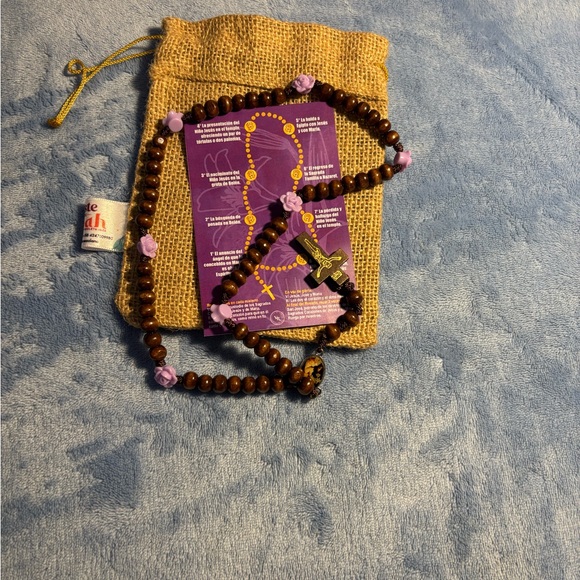 viste ruah Jewelry - Brown 7-bead rosary of Saint Joseph Wooden Bead Necklace NWOT #002